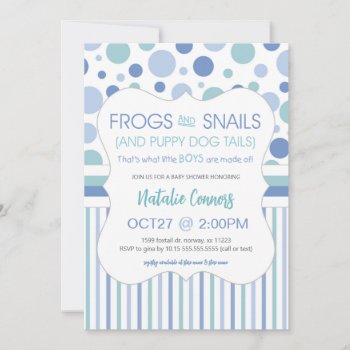 Frogs And Snails Boy Baby Shower Invitation by lemontreecards at Zazzle