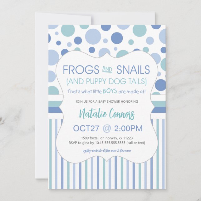Frogs and Snails Boy Baby Shower Invitation (Front)