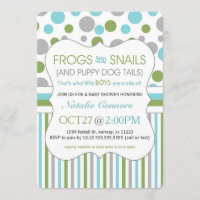 Frogs and Snails Boy Baby Shower Invites 3471