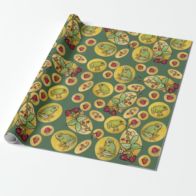 Frogs and Strawberries                             Wrapping Paper (Unrolled)