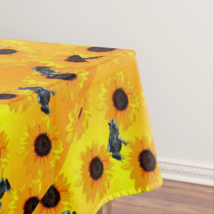 "Frogs and Sunflowers: A Playful Nature Pattern" Tablecloth