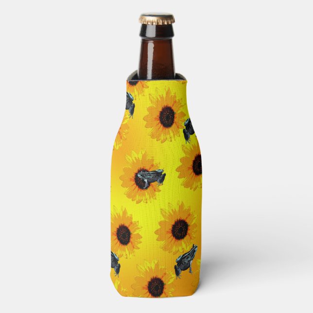 Frogs And Sunflowers, Bottle Cooler (Bottle Front)