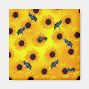 Frogs And Sunflowers, Magnet
