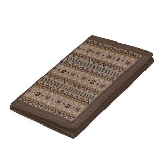 Frogs and Turtles Whimsical Tribal Stripe Tri-fold Wallet