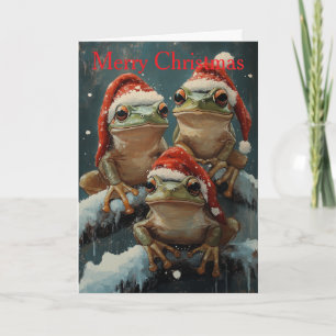 Frogs at Christmas Holiday Card