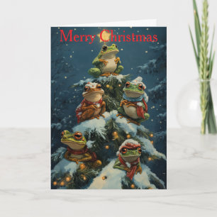 Frogs at Christmas Holiday Card