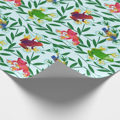 Frogs Bamboo Tropical Rainforest Wrapping Paper