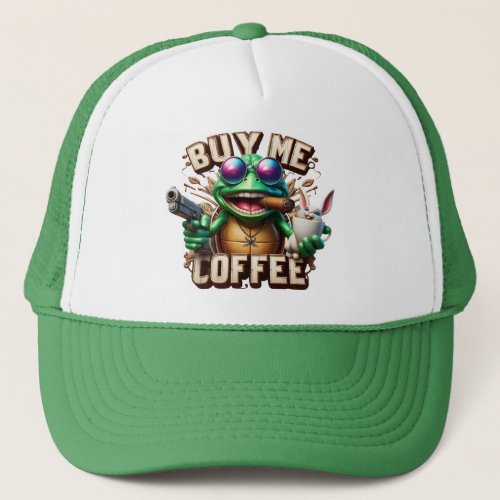 Frogs Brew and Protection Buy Me A Coffee Trucker Hat