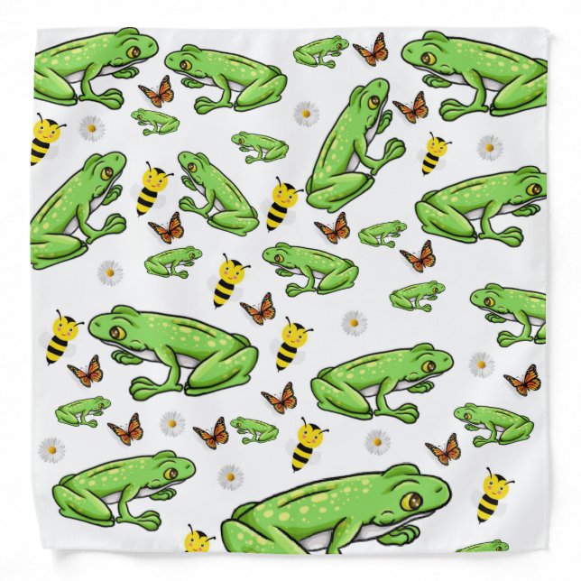 Frogs Butterfly Bumblebee Bandana (Front)