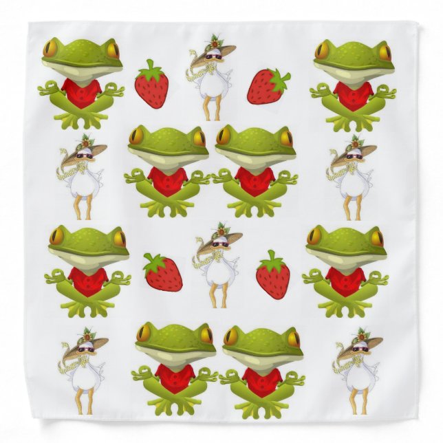Frogs Chicken Strawberry Bandana (Front)