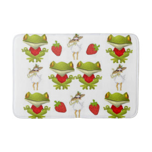 Frogs Chicken Strawberry Bathroom Bath Mat