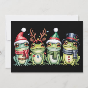 Frogs Christmas Frog Lover Cute Santa Animals Holiday Card