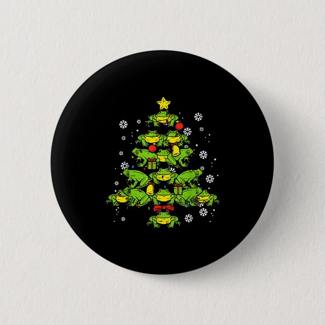 Frogs Christmas Tree Animal Xmas Women Men Kids  Button (Front)