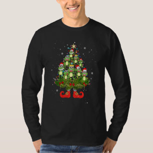 Frogs Christmas Tree Lights Cute Santa Hat T-Shirt