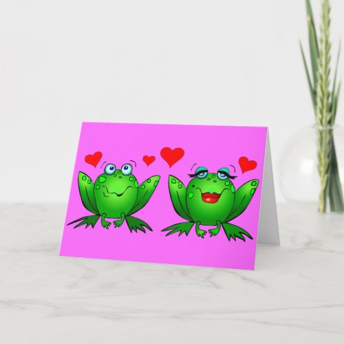 Frogs Cute Happy Hoppy Valentines Day Hearts Holiday Card