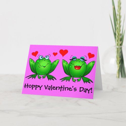 Frogs Cute Hoppy Valentines Greeting Card
