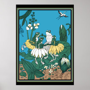 Frogs Dancing on a Lilypad Poster