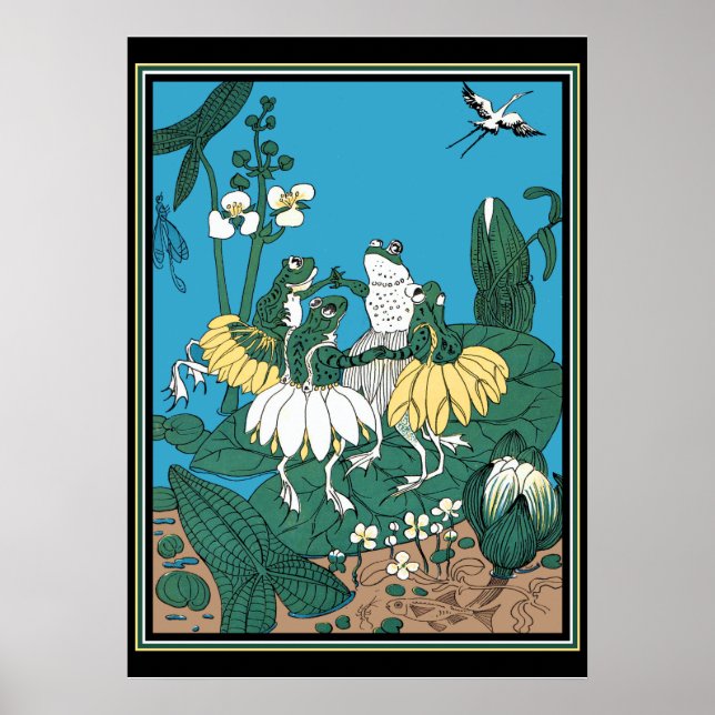 Frogs Dancing on a Lilypad Poster (Front)