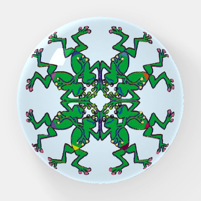 Frogs doing synchronised swimming paperweight (Front)