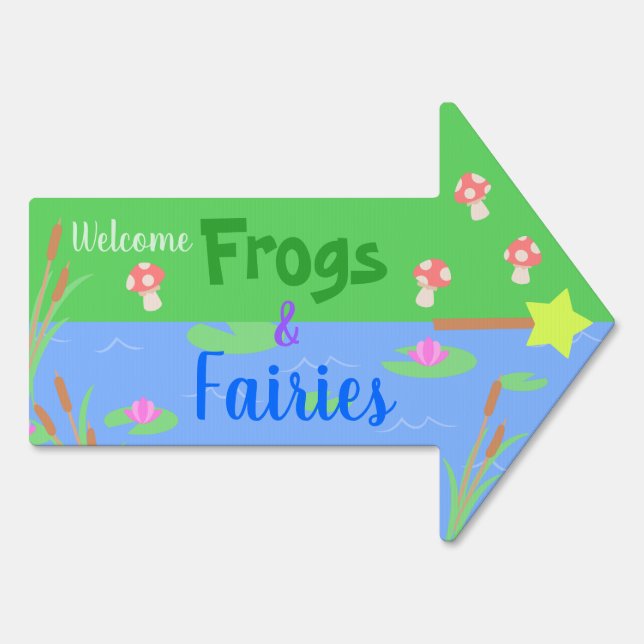 Frogs & Fairies Fantasy Party Yard Sign (Back)