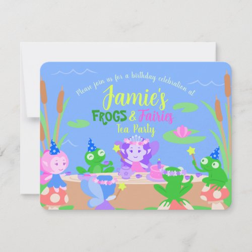 Frogs  Fairies Tea Party Birthday Invitation