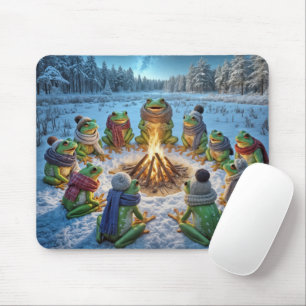 Frogs Gathering Around a Campfire Mouse Pad