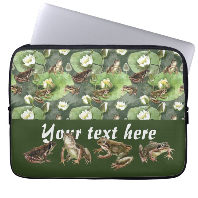 Frogs green and white water lilies Electronics Bag (Front)