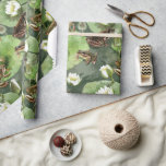 Frogs green and white water lilies wrapping paper