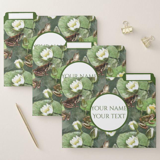 Frogs green and white waterlilies seamlesstexture file folder (Set)