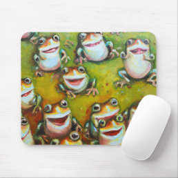 Frogs | Green Froggy Art Pattern Funny Mouse Pad