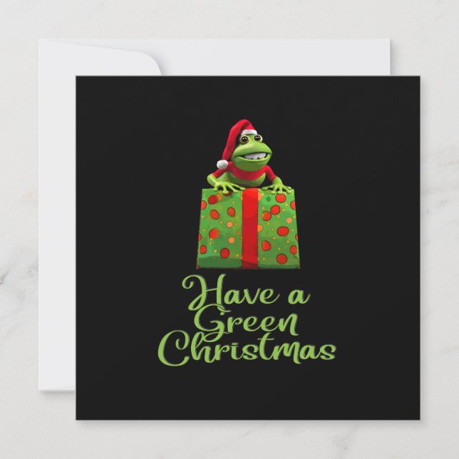 FROGS, HAVE A GREEN CHRISTMAS, CHRISTMAS FROG HOLIDAY CARD (Front)