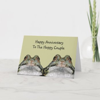 Frogs  Hoppy Couple: Happy Anniversary: Art Card by joyart at Zazzle