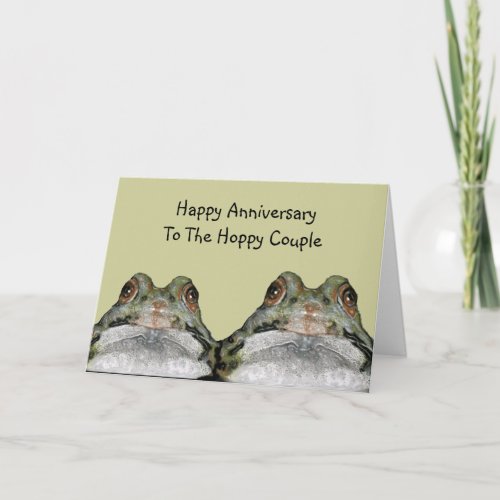 Frogs Hoppy Couple Happy Anniversary Art Card