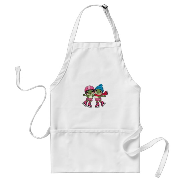 Frogs Ice Skating Adult Apron (Front)