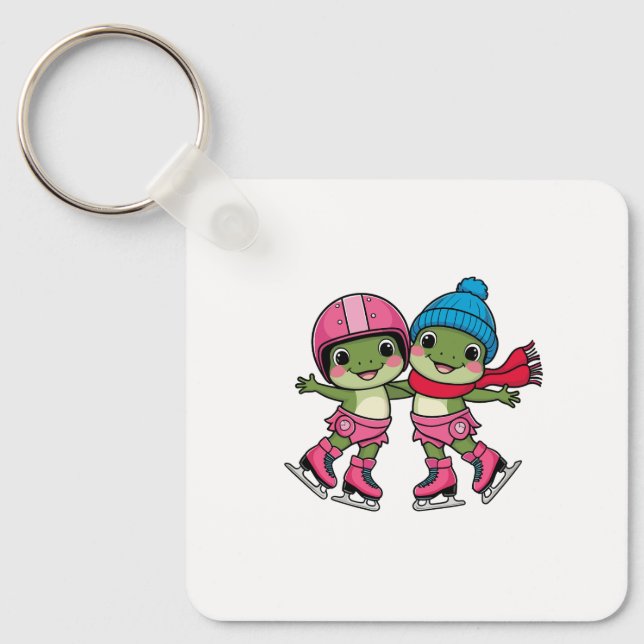Frogs Ice Skating Keychain (Front)