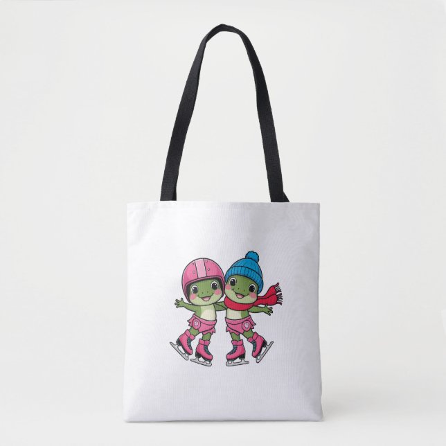 Frogs Ice Skating Tote Bag (Front)