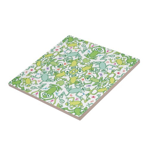 Frogs in every corner of this slimy pattern design ceramic tile