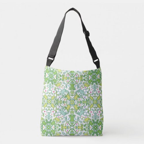 Frogs in every corner of this slimy pattern design crossbody bag