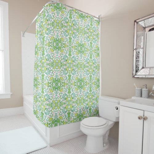 Frogs in every corner of this slimy pattern design shower curtain