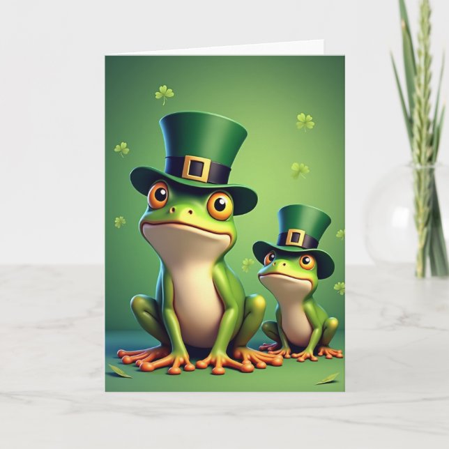 Frogs In Hats Fun Celebration Card (Front)