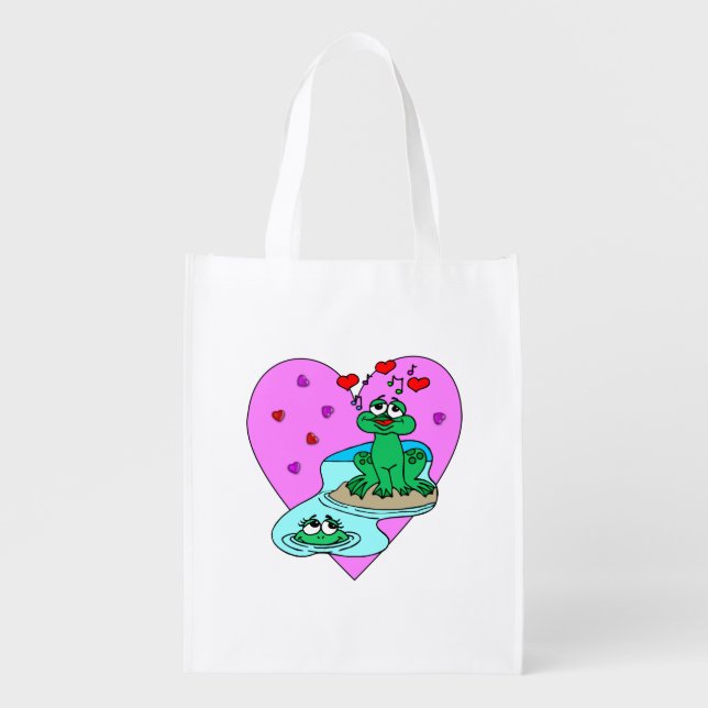 Frogs In Love    Grocery Bag (Front)