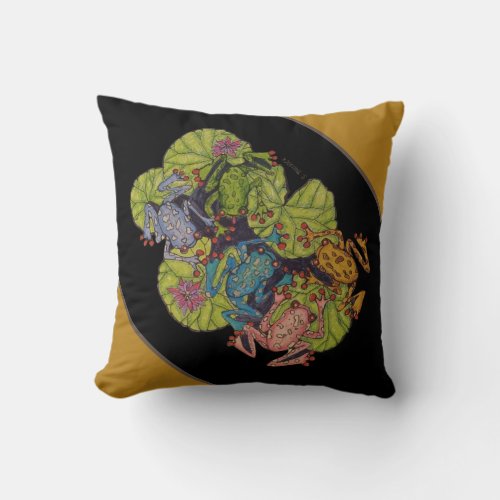Frogs  Lilly Pads Throw Pillow