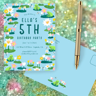Frogs & Lily Pad CUSTOM BIRTHDAY PARTY Invitation Postcard