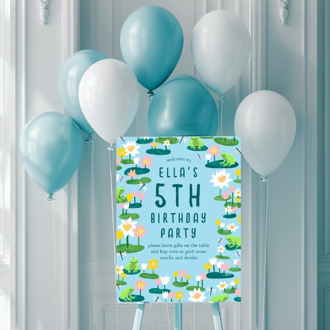 Frogs & Lily Pads Cute Birthday Party WELCOME Sign (Frogs & Lily Pads Cute Birthday Party WELCOME Sign
)