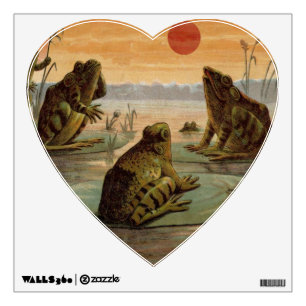 Frogs Lily Pads Moon Illustration Wall Sticker
