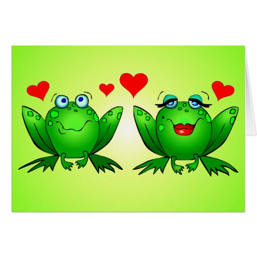 Frogs Love Cartoon Hearts Green Blank (Front Horizontal)