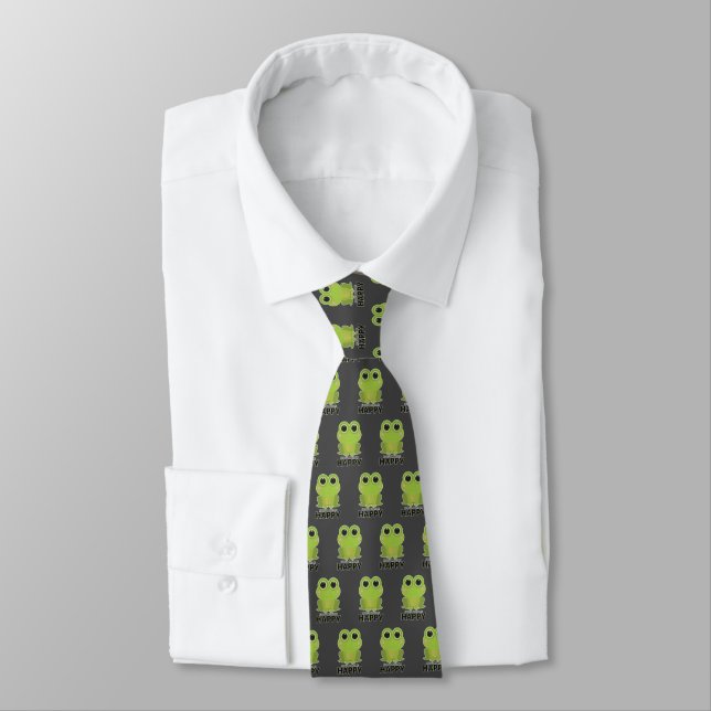Frogs Make Me Happy  Neck Tie (Tied)