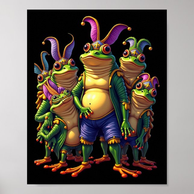 Frogs Mardi Gras Funny Costume  Poster (Front)