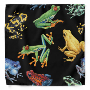 Frogs on black bandana