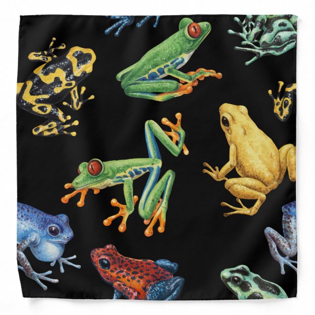 Frogs on black bandana (Front)